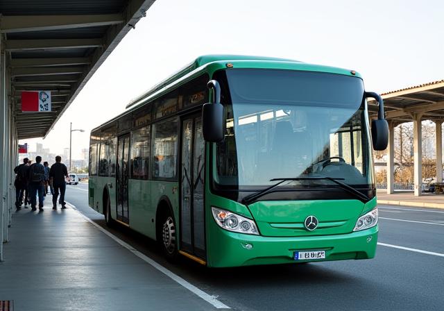 Modern bus at a city terminal